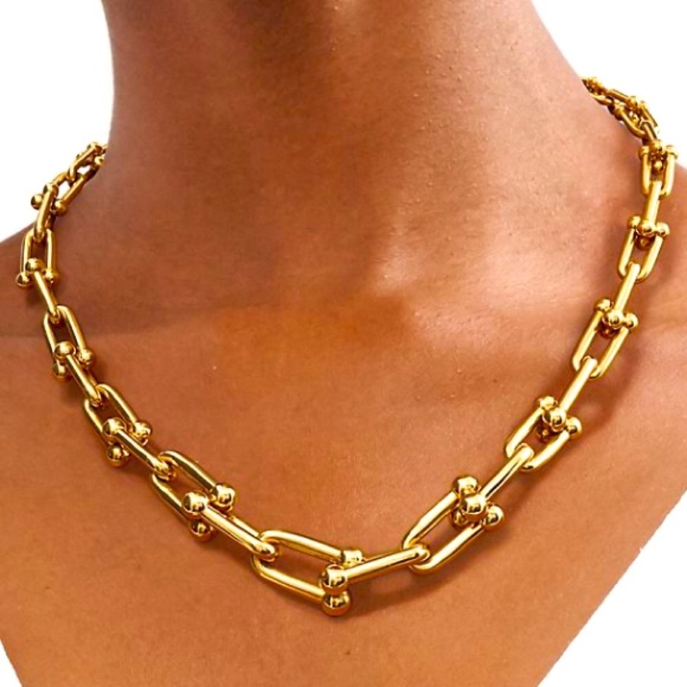 Gold Hardware Graduated Link U Necklace